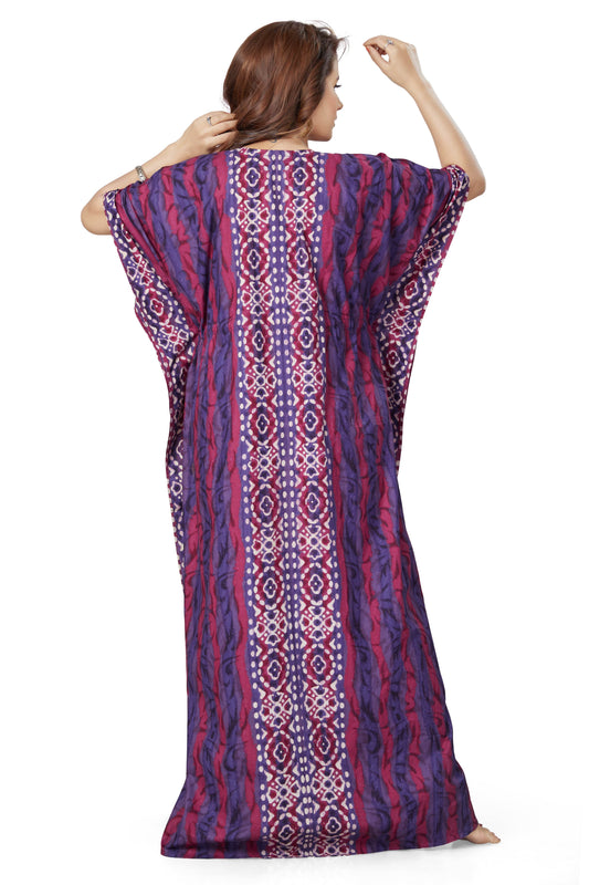 K153 - Purple Oval Design, Hand Dyed Batik, 100% Cotton Kaftan - thekaftanshop.com