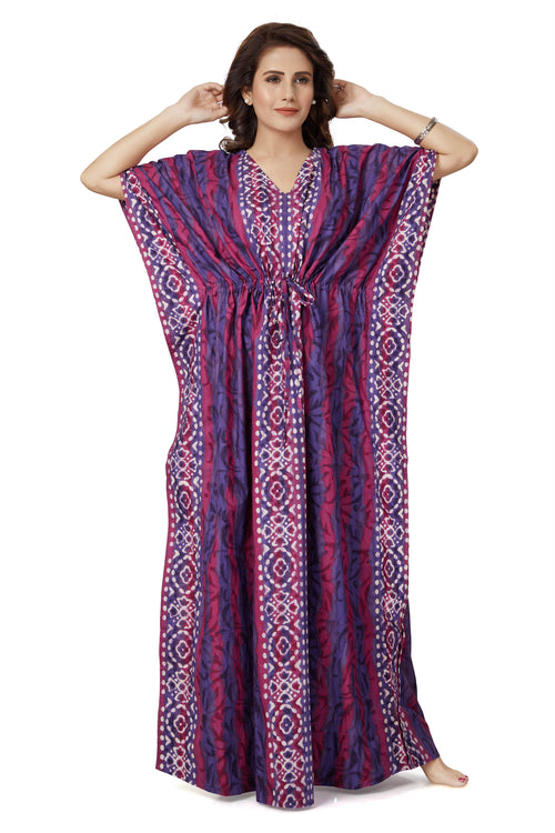 Purple Oval Design, Hand Dyed Batik, 100% Cotton Kaftan - K153