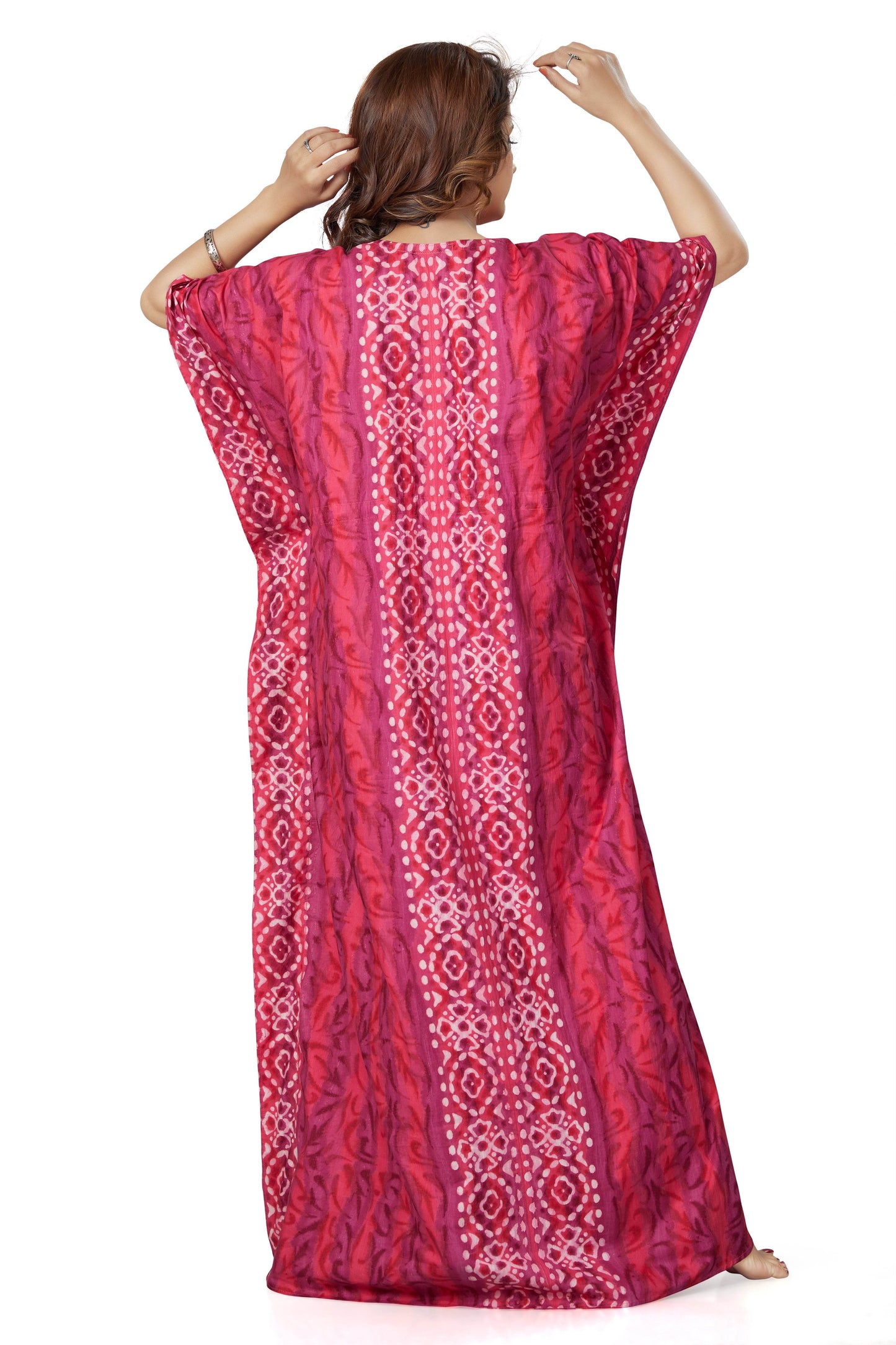 K150 - Pink Oval Design, Hand Dyed Batik, 100% Cotton Kaftan - thekaftanshop.com