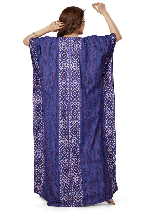 Blue Oval Design, Hand Dyed Batik, 100% Cotton Kaftan - K152