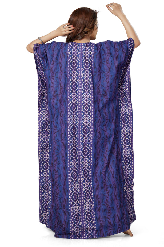K152 - Blue Oval Design, Hand Dyed Batik, 100% Cotton Kaftan - thekaftanshop.com