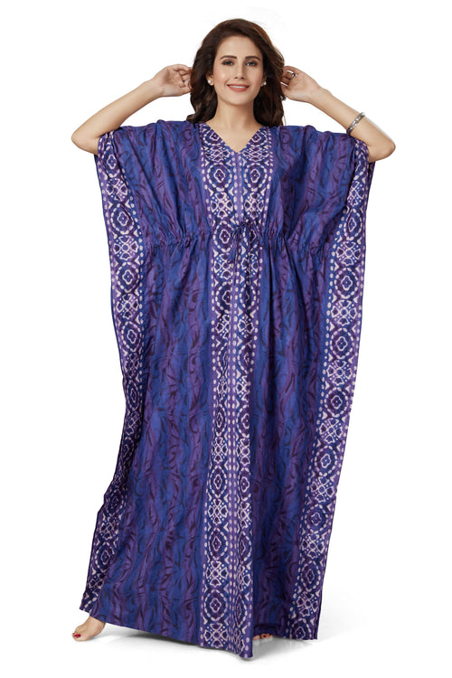 Blue Oval Design, Hand Dyed Batik, 100% Cotton Kaftan - K152