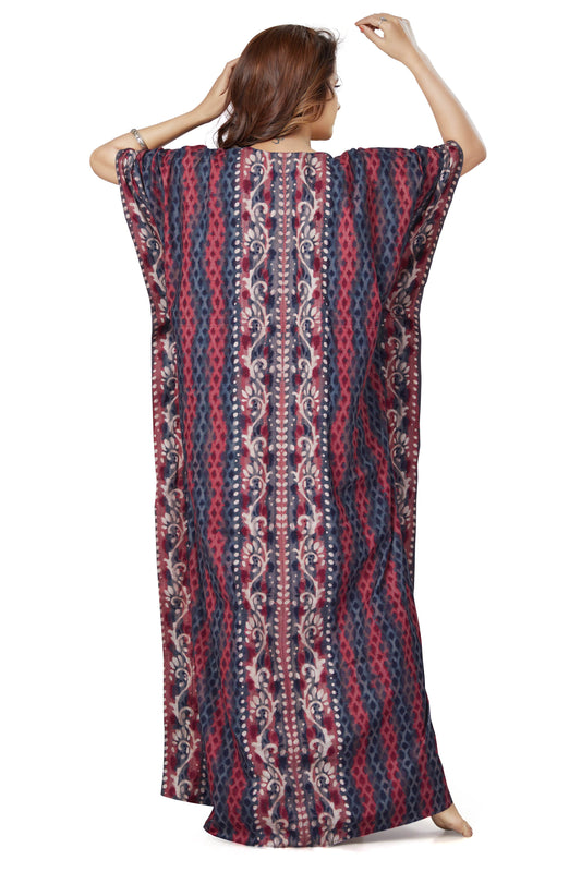 K141 - Brown Leaf Design, Hand Dyed Batik, 100% Cotton Kaftan - thekaftanshop.com