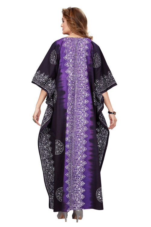 Purple & Black Shaded, Hand Dyed Batik, 100% Cotton Kaftan - K041