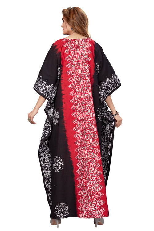 Red & Black Shaded, Hand Dyed Batik, 100% Cotton Kaftan - K042