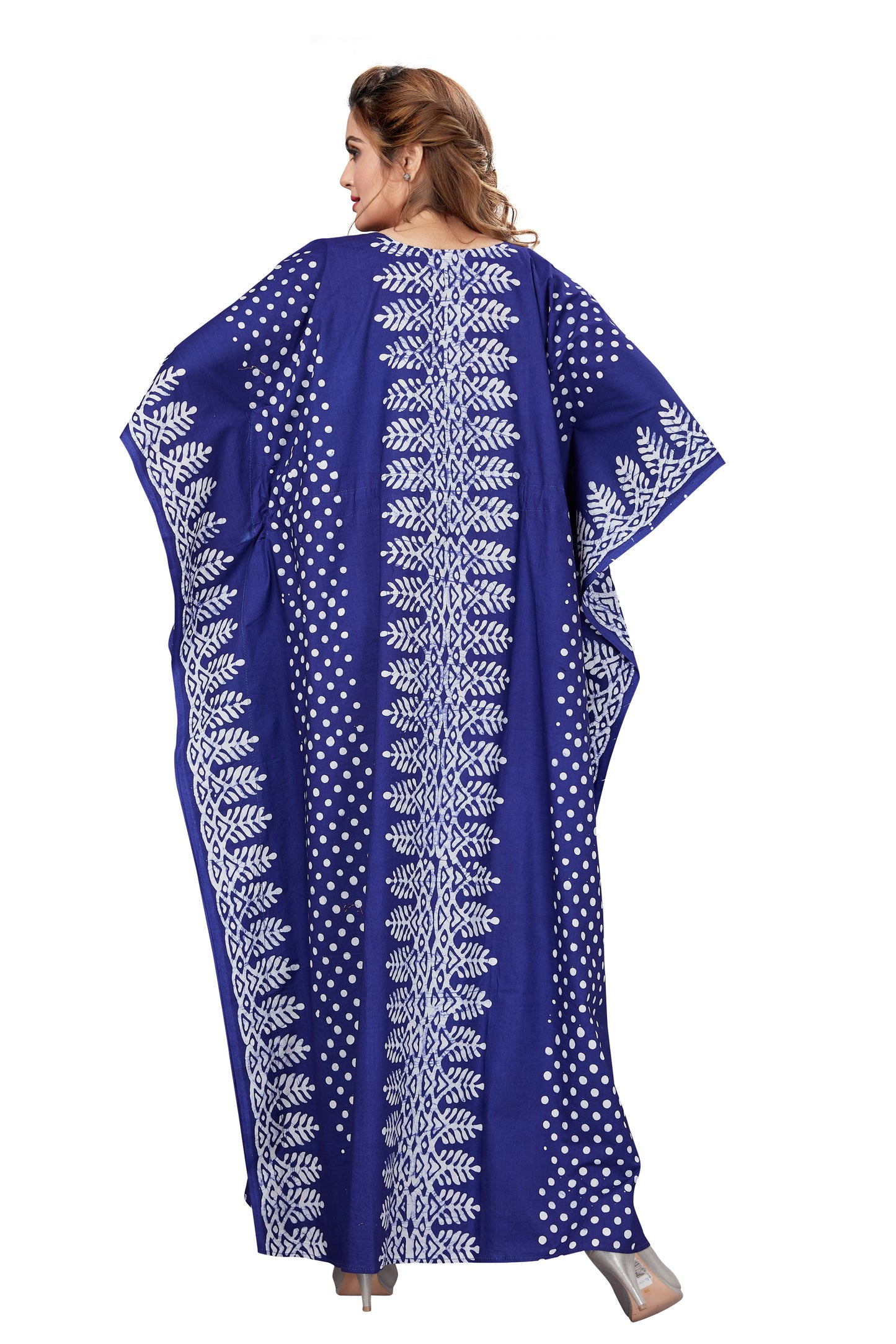 K001 - Blue Dotted, Hand Dyed Batik, 100% Cotton Kaftan.