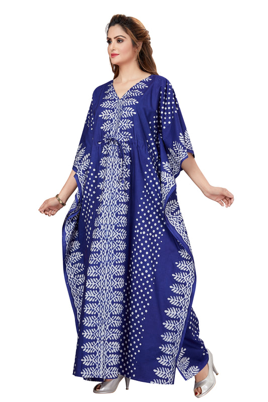 K001 - Blue Dotted, Hand Dyed Batik, 100% Cotton Kaftan.