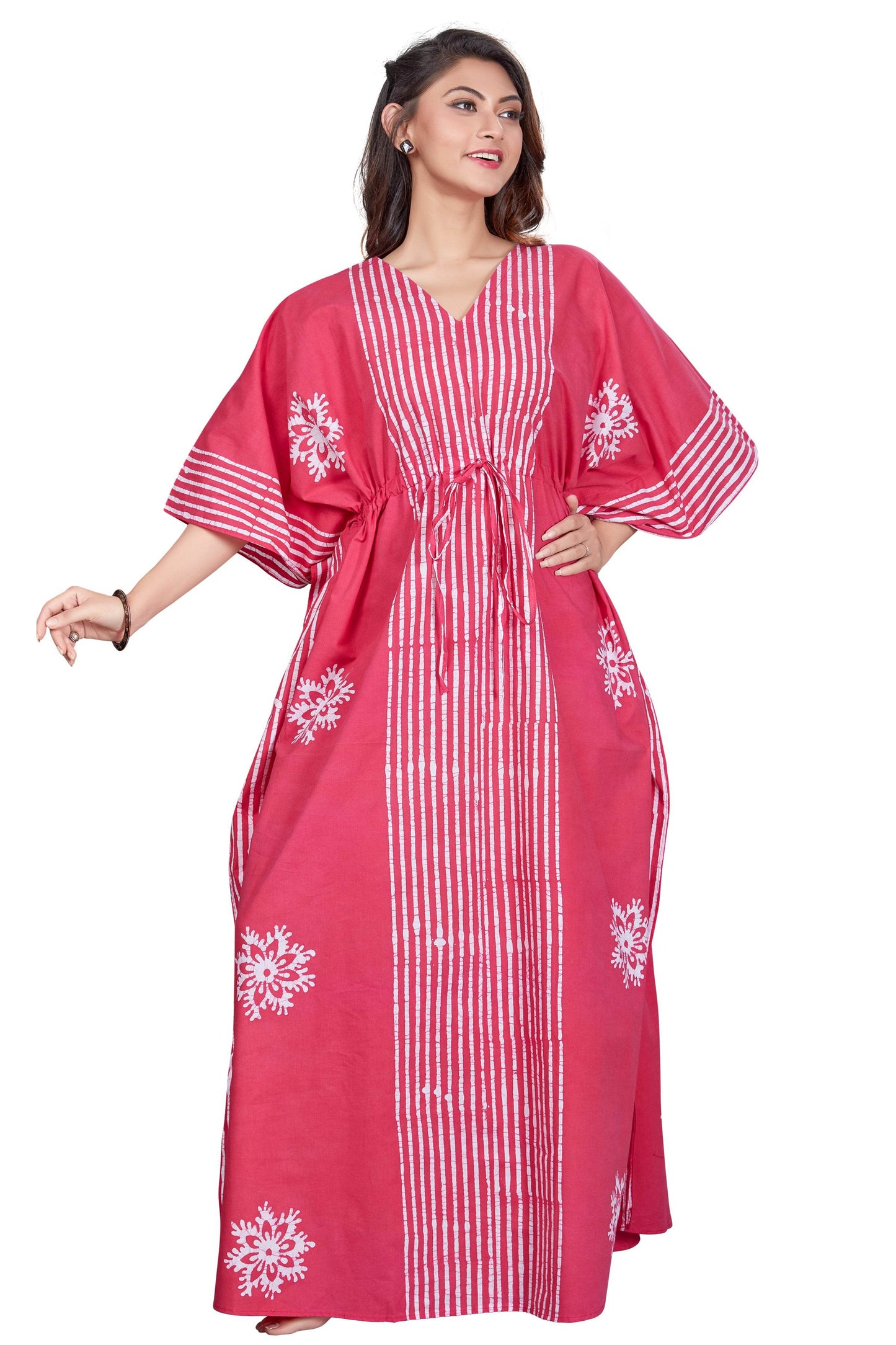 K013 - Stripe Pink, Hand Dyed Batik, 100% Cotton Kaftan - thekaftanshop.com