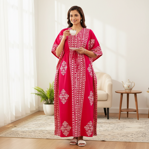 Pink Diamond Arrow Batik, Hand Dyed Batik, 100% Cotton Kaftan - K204