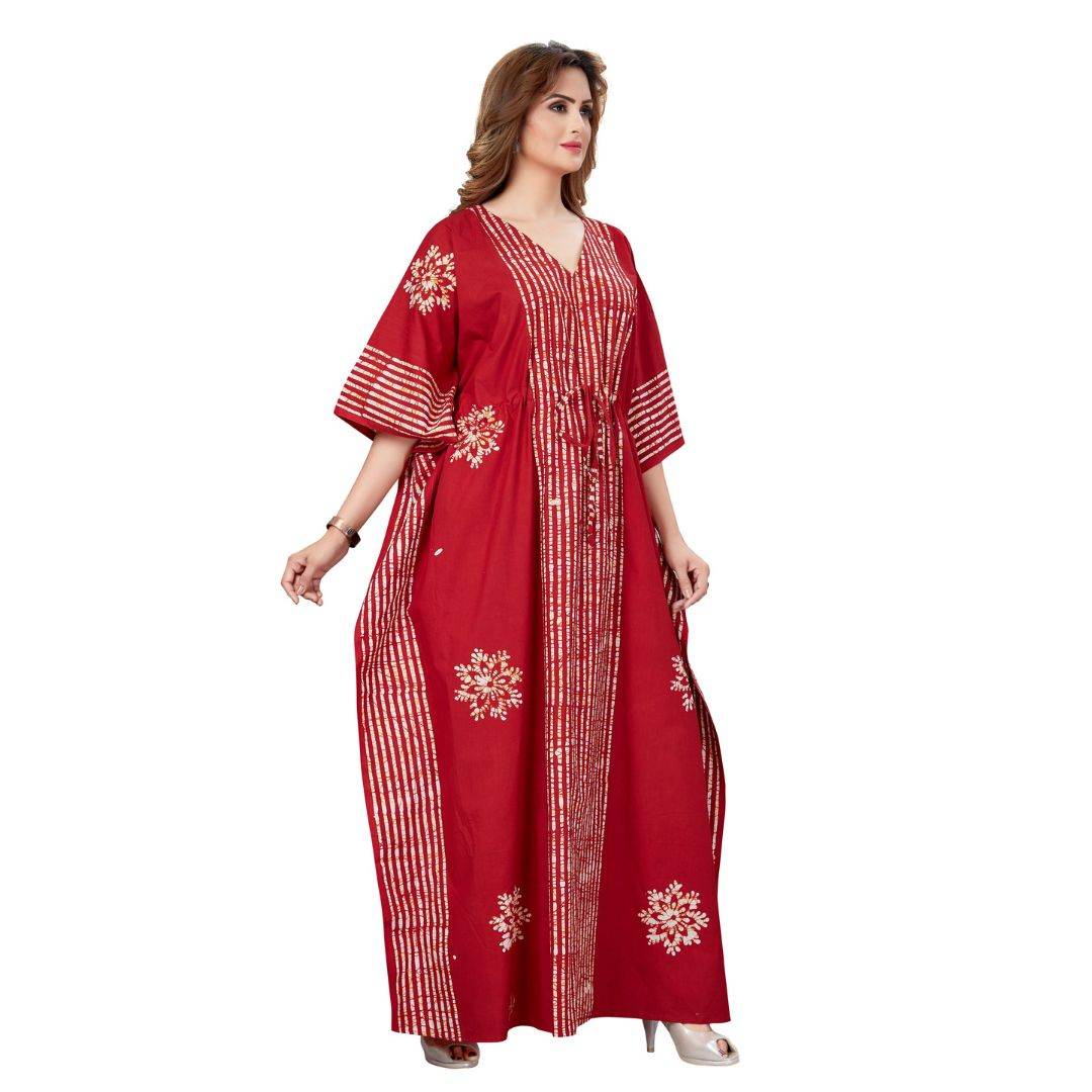 K010 - Stripe Red, Hand Dyed Batik, 100% Cotton Kaftan - thekaftanshop.com