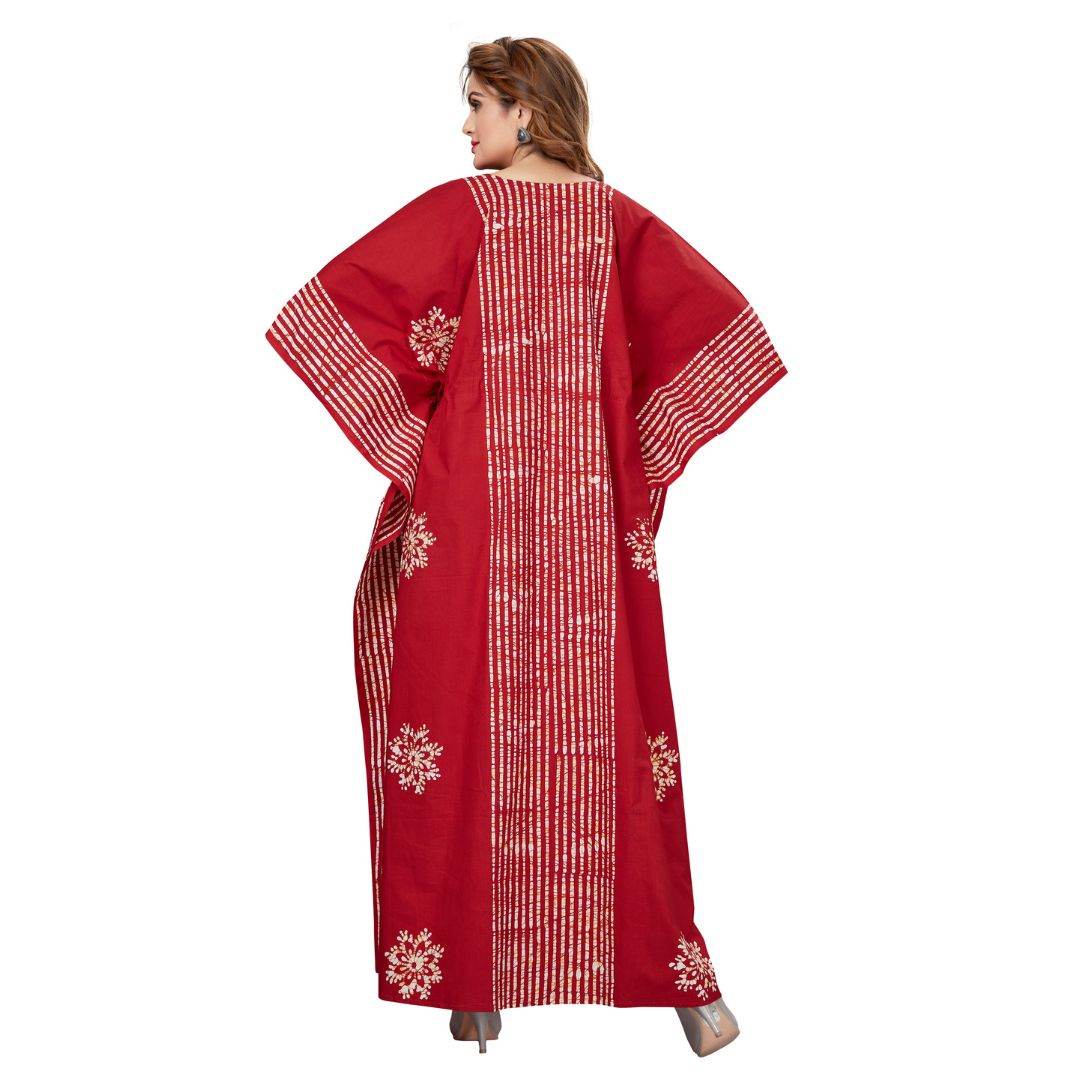 K010 - Stripe Red, Hand Dyed Batik, 100% Cotton Kaftan - thekaftanshop.com