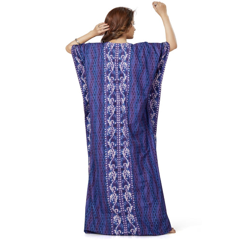 Blue Leaf Design, Hand Dyed Batik, 100% Cotton Kaftan - K142