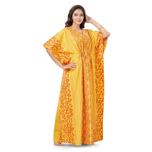 Yellow Zig Zag Batik, Hand Dyed Batik, 100% Cotton Kaftan - K162
