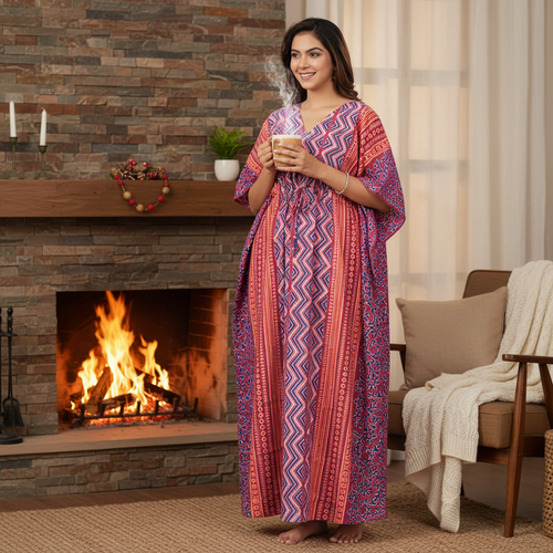 Purple Zig Zag Batik, Hand Dyed Batik, 100% Cotton Kaftan - K163