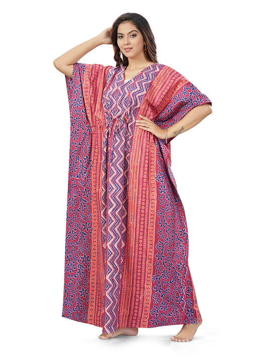 K163 - Purple Zig Zag Batik, Hand Dyed Batik, 100% Cotton Kaftan