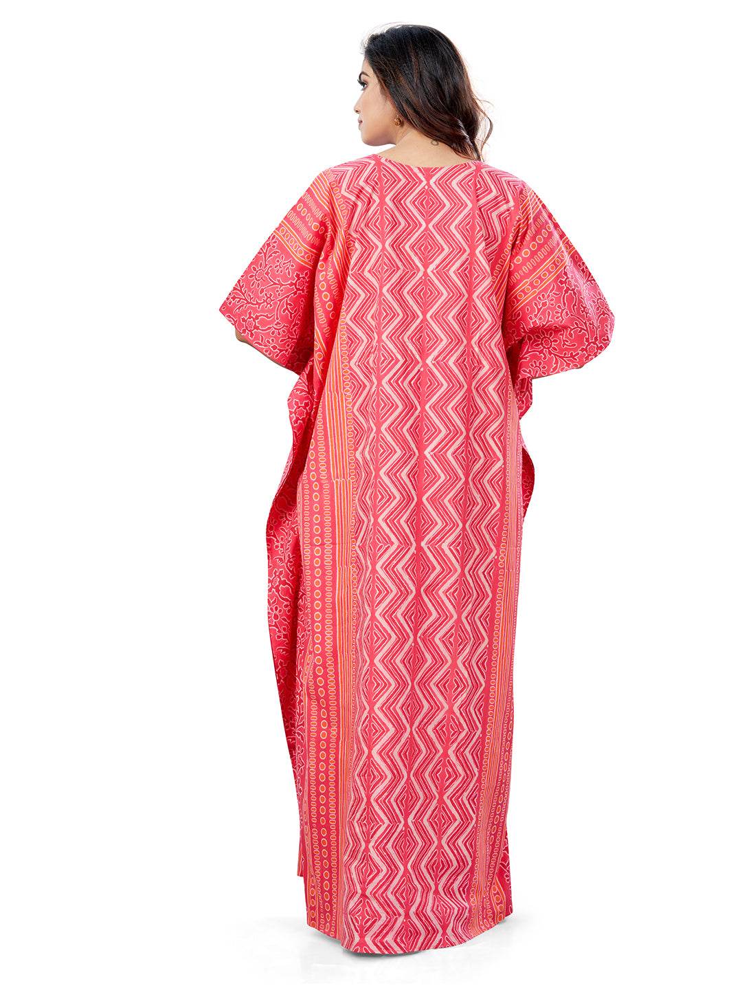 K160 - Pink Zig Zag Batik, Hand Dyed Batik, 100% Cotton Kaftan - thekaftanshop.com