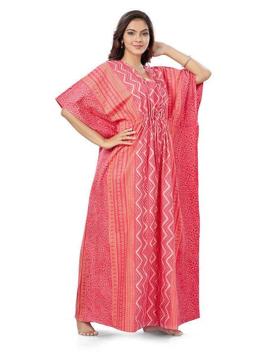 K160 - Pink Zig Zag Batik, Hand Dyed Batik, 100% Cotton Kaftan - thekaftanshop.com