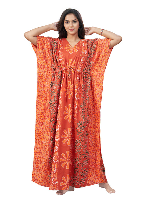 Rust Palm, Hand Dyed Batik, 100% Cotton Kaftan - K180