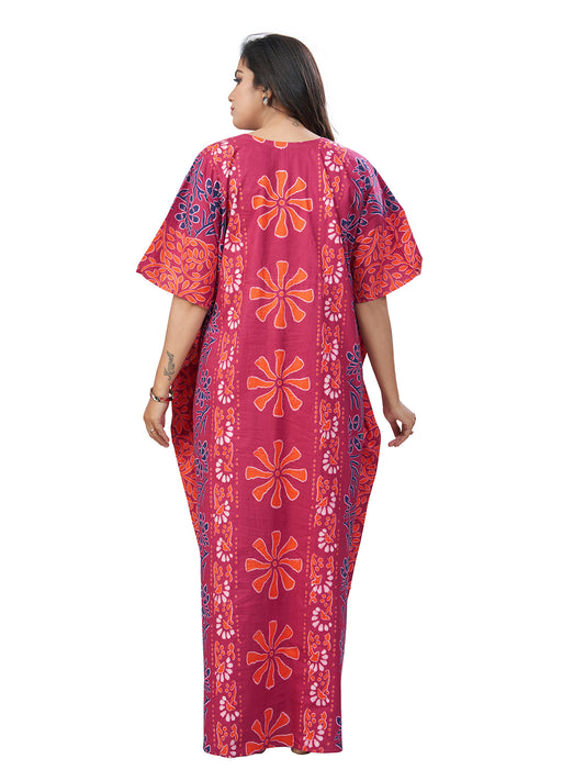 K181 - Pink Palm, Hand Dyed Batik, 100% Cotton Kaftan