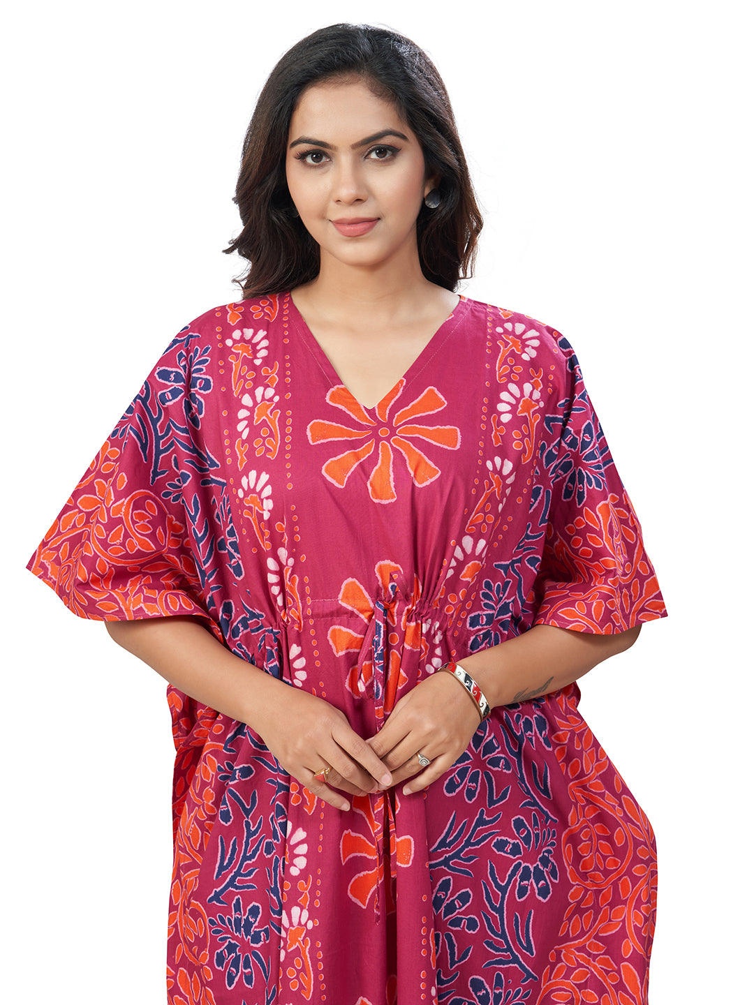 K181 - Pink Palm, Hand Dyed Batik, 100% Cotton Kaftan