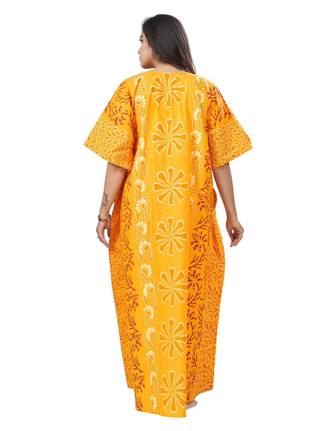 K184 - Yellow Palm, Hand Dyed Batik, 100% Cotton Kaftan