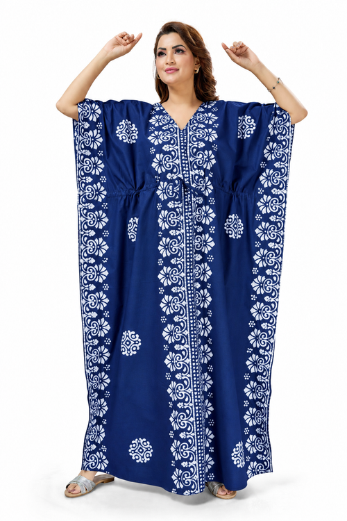 Blue Motif Design Batik, Hand Dyed Batik, 100% Cotton Kaftan - K232