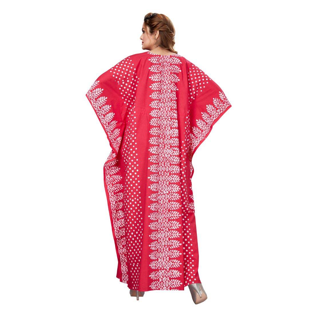 K003 - Pink Dotted, Hand Dyed Batik, 100% Cotton Kaftan - thekaftanshop.com