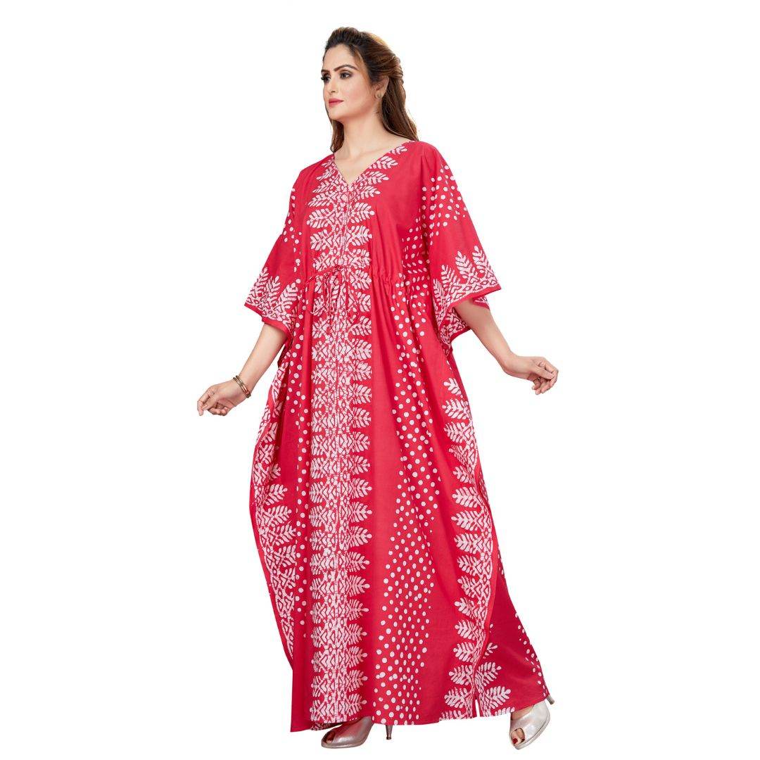 K003 - Pink Dotted, Hand Dyed Batik, 100% Cotton Kaftan - thekaftanshop.com