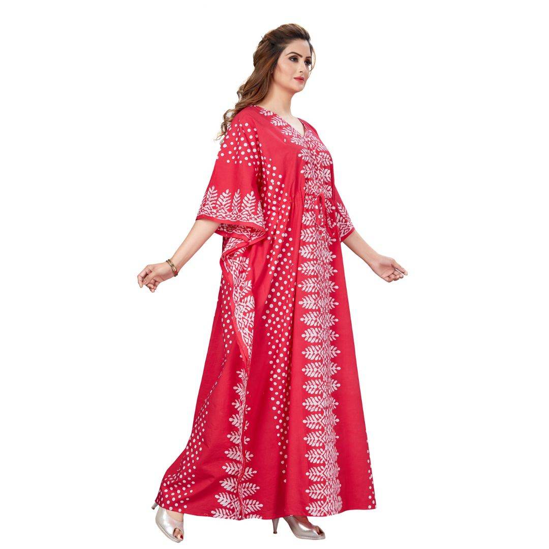 K003 - Pink Dotted, Hand Dyed Batik, 100% Cotton Kaftan - thekaftanshop.com