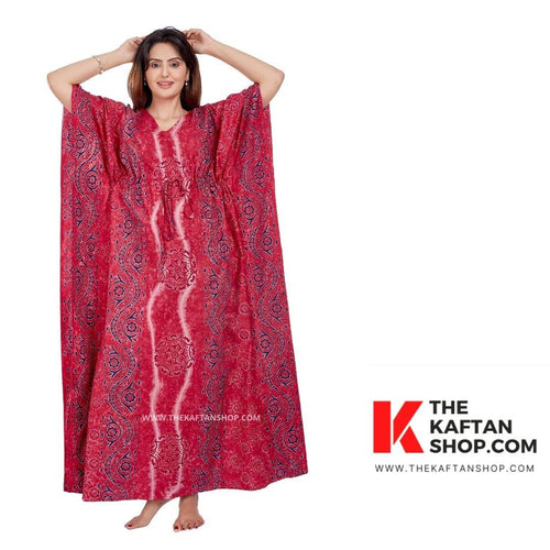 Pink S Design, Hand Dyed Batik Tie-up, 100% Cotton Kaftan - K050