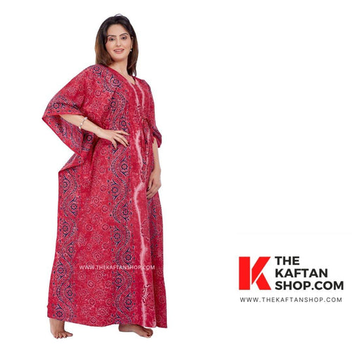 Pink S Design, Hand Dyed Batik Tie-up, 100% Cotton Kaftan - K050