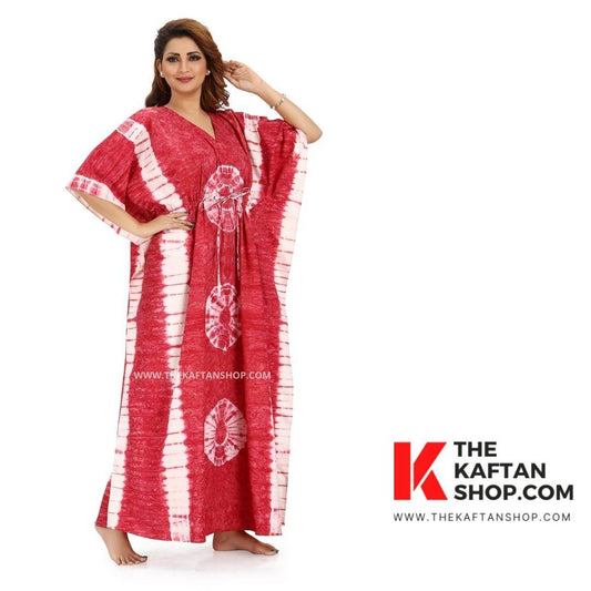 K090 - Pink Round Tie-Dye, Hand Dyed Batik, 100% Cotton Kaftan - thekaftanshop.com