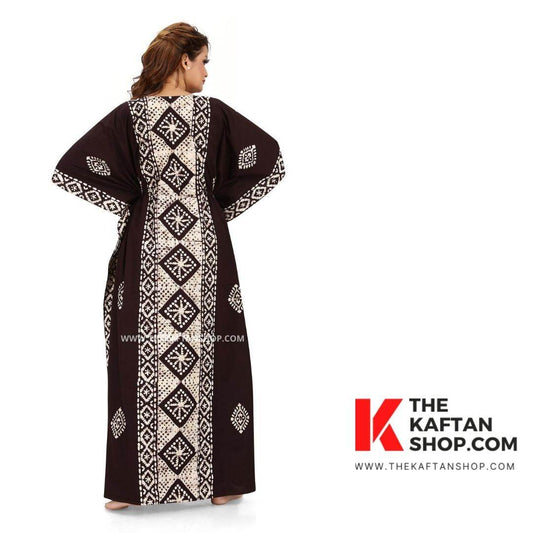 K082 - Brown Diamond Design, Hand Dyed Batik, 100% Cotton Kaftan. - thekaftanshop.com