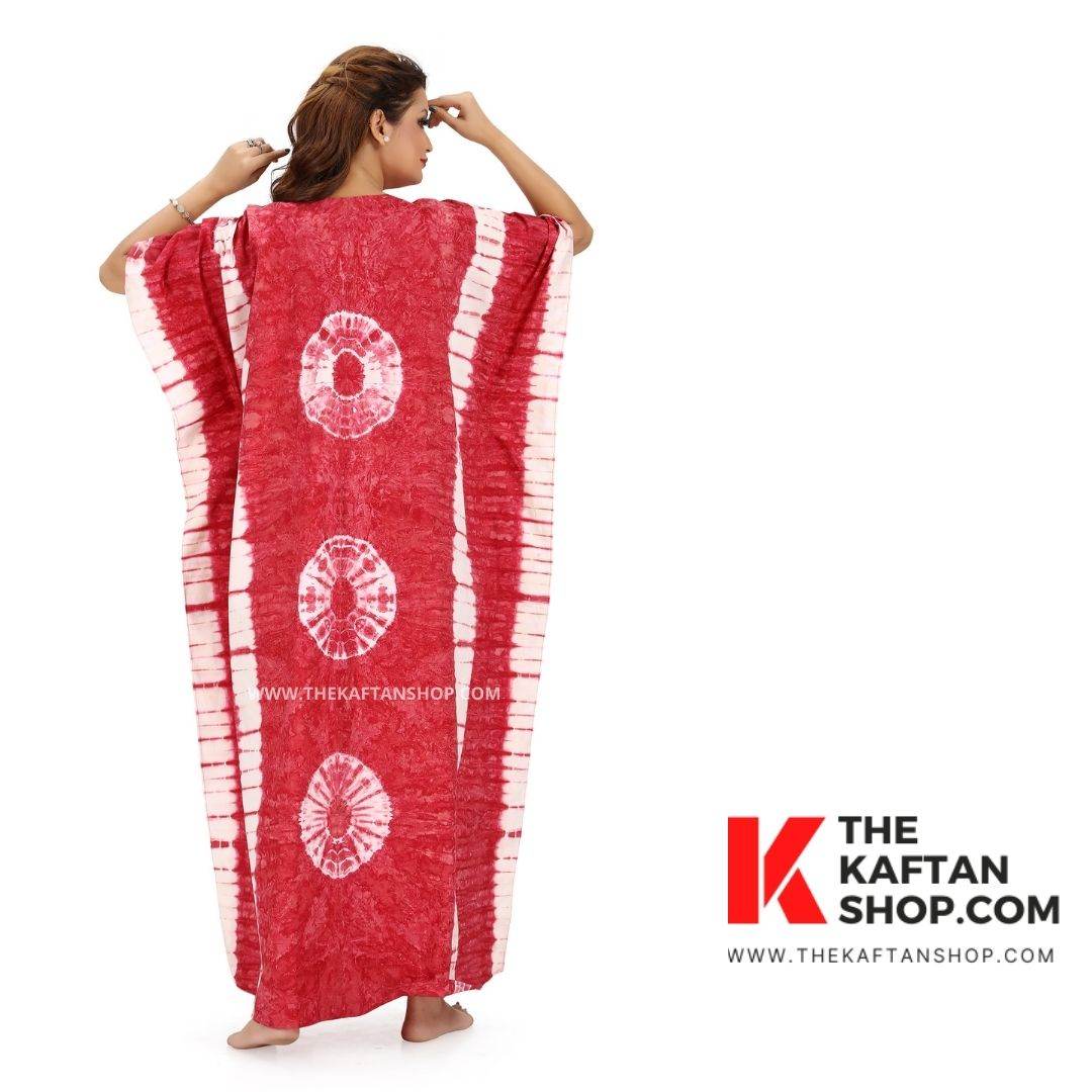 K090 - Pink Round Tie-Dye, Hand Dyed Batik, 100% Cotton Kaftan - thekaftanshop.com