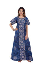 Blue Flowers, Hand Dyed Batik, 100% Cotton Night Gown - NG036 image 2