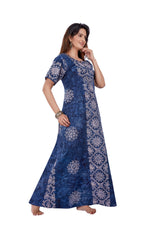 Blue Flowers, Hand Dyed Batik, 100% Cotton Night Gown - NG036 image 3