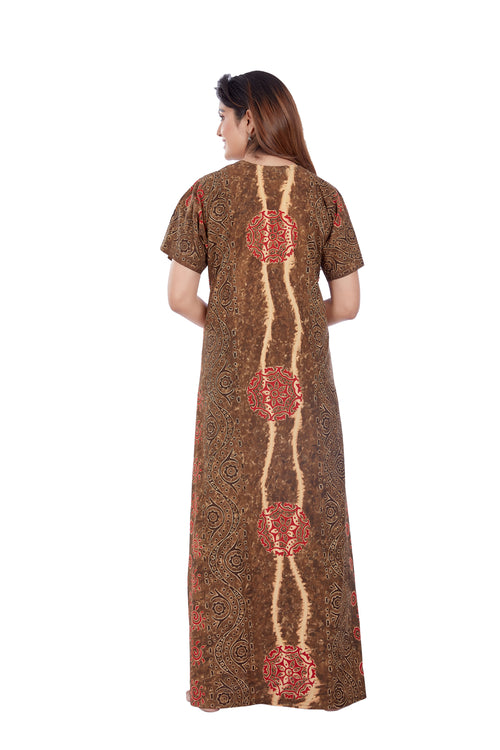 Brown S Design, Hand Dyed Batik Tie-up, 100% Cotton Night Gown - NG051
