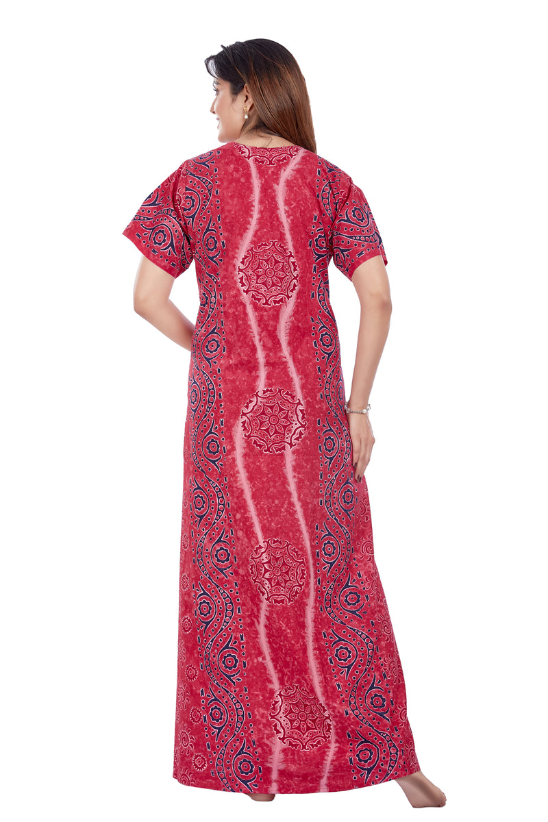 Pink S Design, Hand Dyed Batik Tie-up, 100% Cotton Night Gown - NG050 image 5