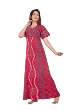 Pink S Design, Hand Dyed Batik Tie-up, 100% Cotton Night Gown - NG050 image 3