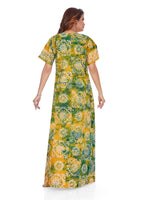 Green & Yellow Block Design, Hand Dyed Batik, 100% Cotton Night Gown - NG064 image 6