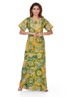 Green & Yellow Block Design, Hand Dyed Batik, 100% Cotton Night Gown - NG064 image 3