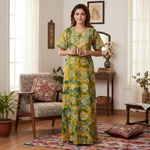 Green & Yellow Block Design, Hand Dyed Batik, 100% Cotton Night Gown - NG064 image 2