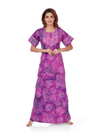 Purple Block Design, Hand Dyed Batik, 100% Cotton Night Gown - NG063 image 4