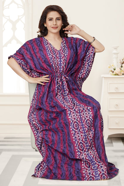 K153 - Purple Oval Design, Hand Dyed Batik, 100% Cotton Kaftan