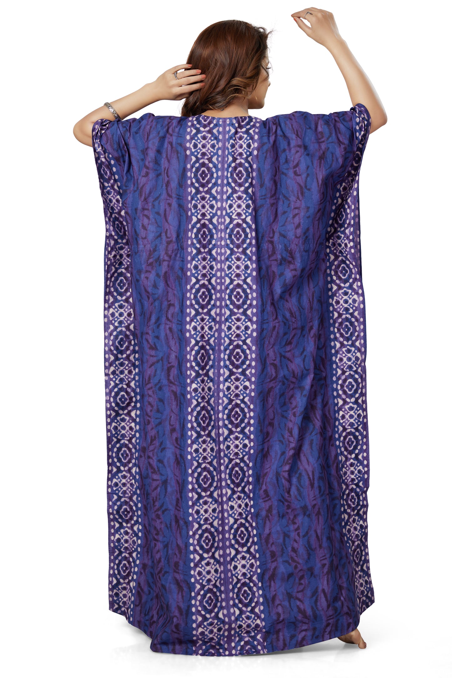 K152 - Blue Oval Design, Hand Dyed Batik, 100% Cotton Kaftan