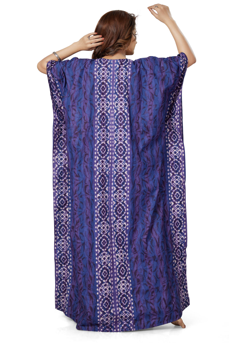 Blue Oval Design, Hand Dyed Batik, 100% Cotton Kaftan - K152 - image 3