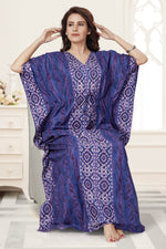 Blue Oval Design, Hand Dyed Batik, 100% Cotton Kaftan - K152 - image 4