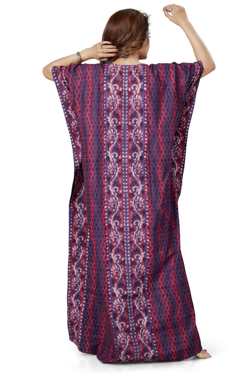 Purple Leaf Design, Hand Dyed Batik, 100% Cotton Kaftan - K143
