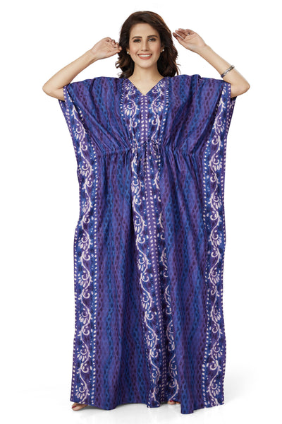Blue Leaf Design, Hand Dyed Batik, 100% Cotton Kaftan - K142