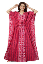 Pink Leaf Design, Hand Dyed Batik, 100% Cotton Kaftan - K140 - image 2
